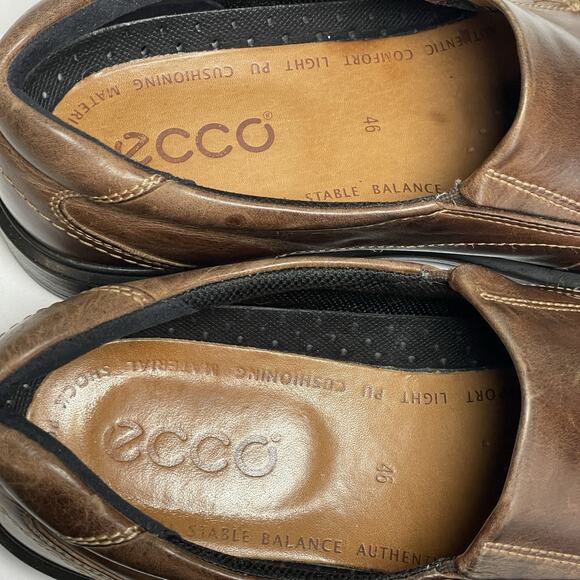 ECCO Men\'s Helsinki Bike Toe Slip-On Brown Leather Loafers Shoes Sz 12 EU 46 main image 7